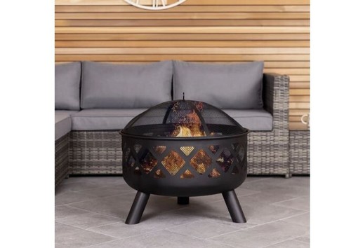 Large round black metal - black,
