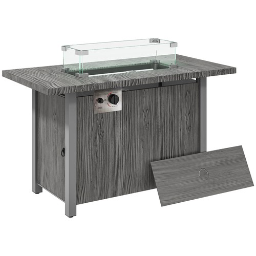 Square gas fire pit table - gas,